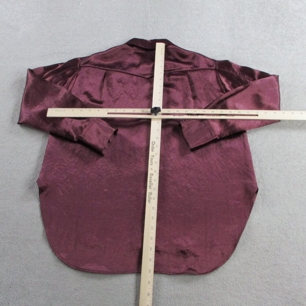 Rag & Bone Top Womens Small Solid Burgundy Satin Silky Flowy Button Up Shirt - Picture 6 of 9